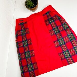 VINTAGE Red TARTAN Wool Golf Women's mini Skirt